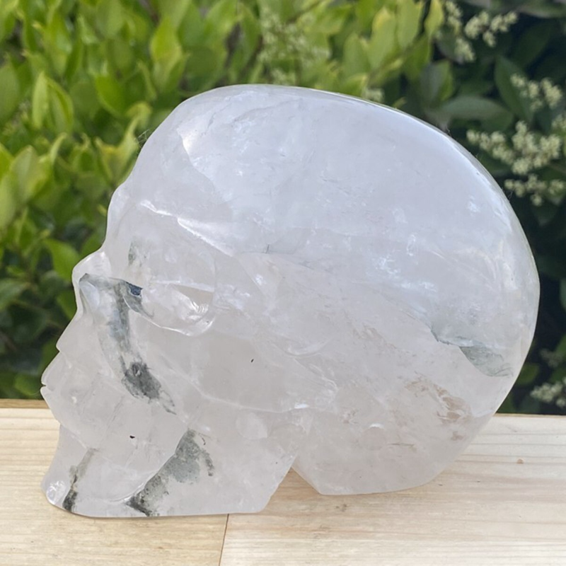 1440g Natural Beantiful Fluorite Quartz Skull Hand Carved Crystal Healing Skull