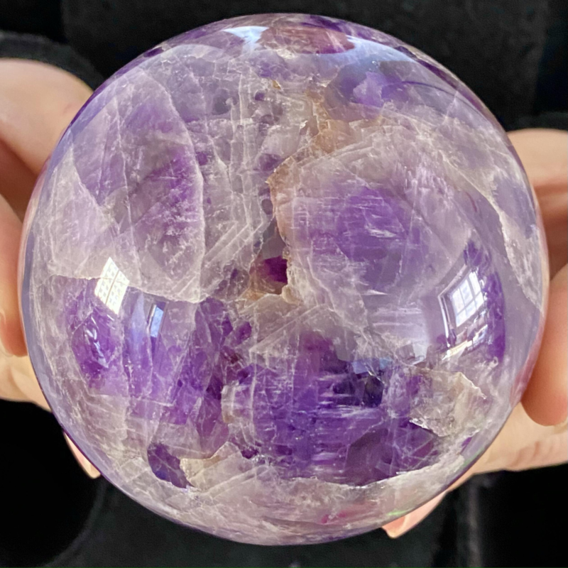2.15LB Natural Dream Amethyst Sphere Polished Quartz Crystal Reiki Aura Healing