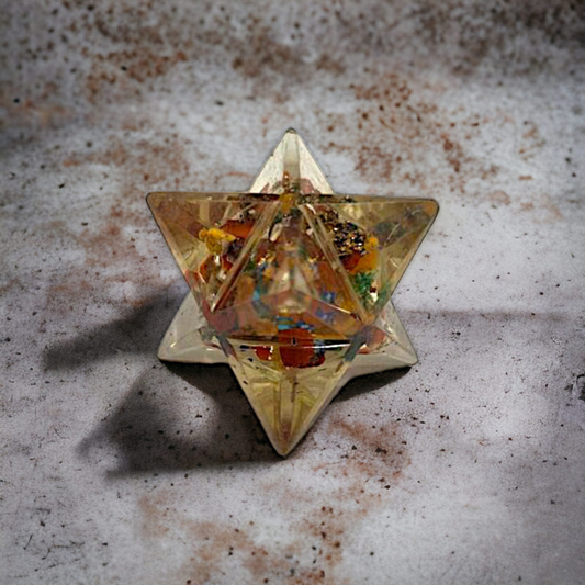 Multi Chakra Orgonite Star Markaba Healing Crystal Geometry 1-2 Inches Markawa
