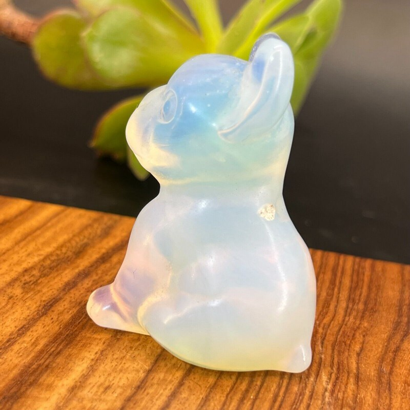 Natural Quartz Crystal Carved Rough Stone French Bulldog Healing Animal Decor