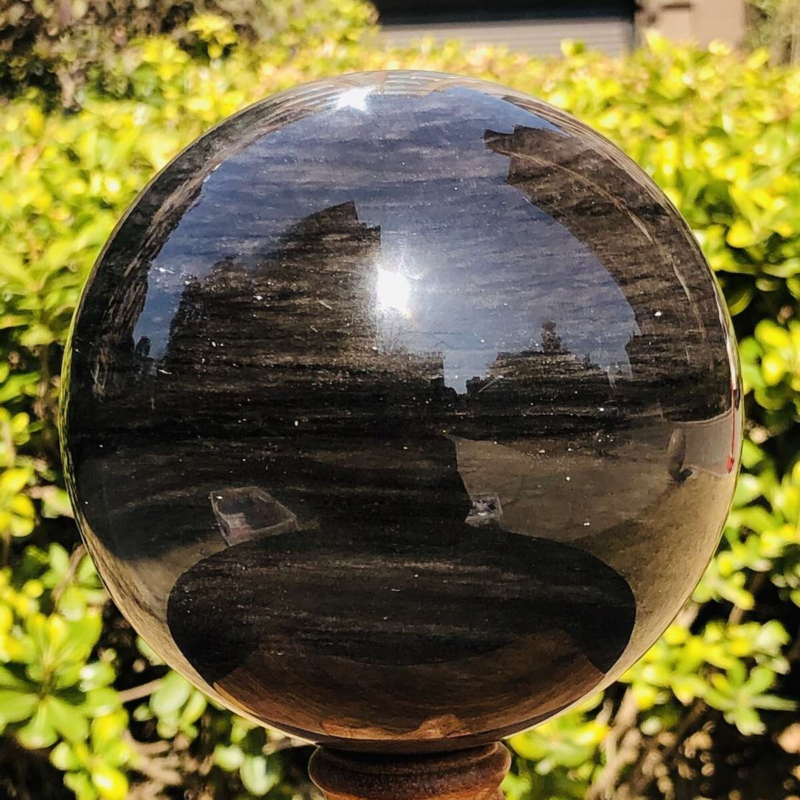 1740G HUGE Natural Silver Obsidian Sphere Crystal quartz Ball Healing 783