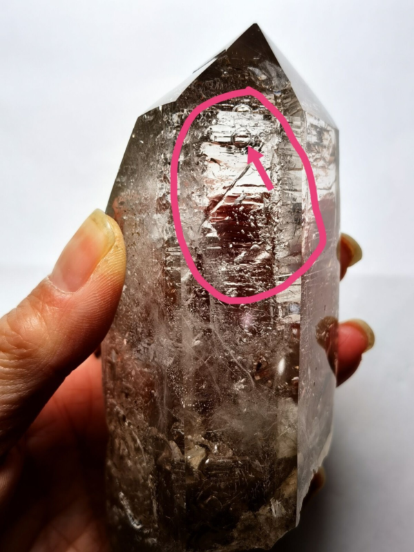 Tibetan Clear Crystal Quartz Point w 3 Visible Moving Bubbles Enhydro  4.64 in