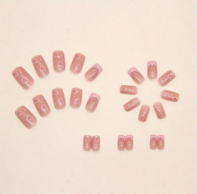 24pcs Press On False Finger Nails Fake Nails Glittered Solid Colours 52 Options