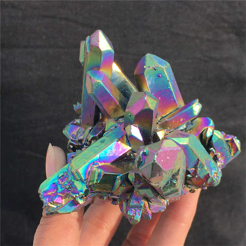 300g Electroplate Rainbow cluster quartz crystal mineral specimen reiki healing
