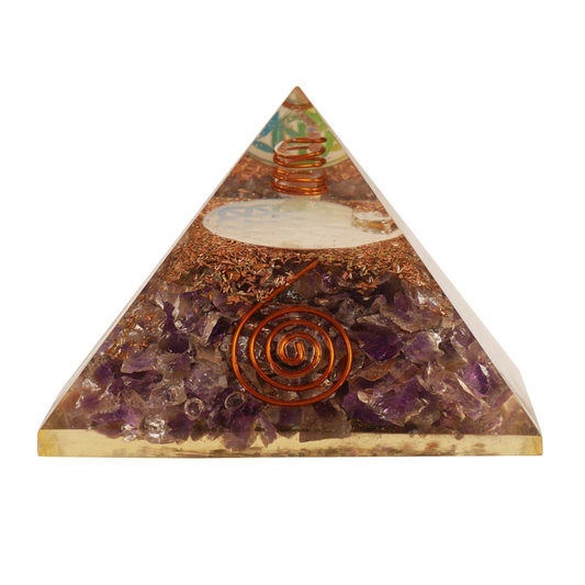 Amethyst Flower Life Orgone Pyramid Reiki Orgonite Healing Free Shipping