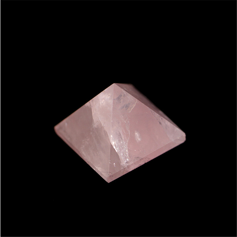 Natural Pink Rose Quartz Crystal Pyramid Healing Mineral Energy Gem Tower Decor