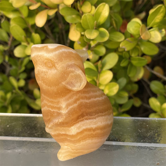 1pc Natural Calcite mouse carved Quartz Crystal stone skull Reiki healing