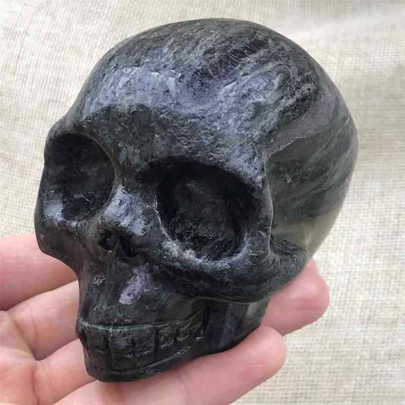 0.56kg Natural black jade quartz skull carved Quartz Crystal skull Healing