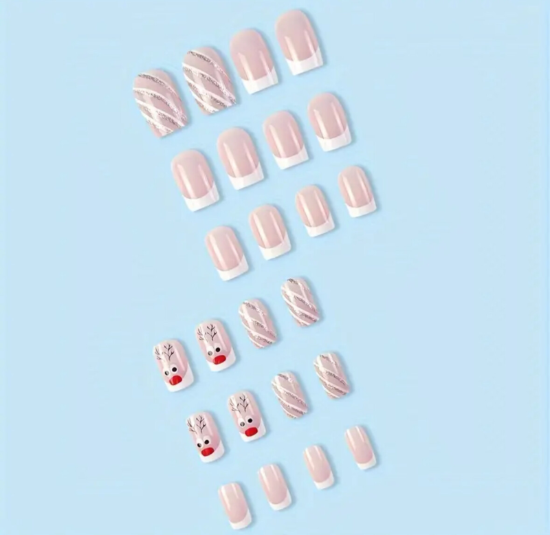 24pcs Press On False Finger Nails Fake Nails Glittered Solid Colours 52 Options