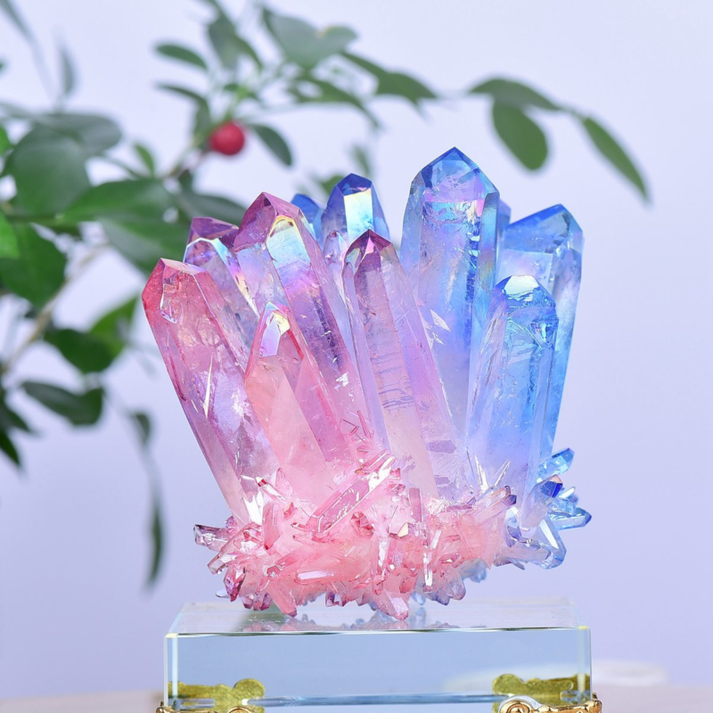 1.17LB Electroplated Color Crystal Cluster Crystal Mineral Reiki Healing