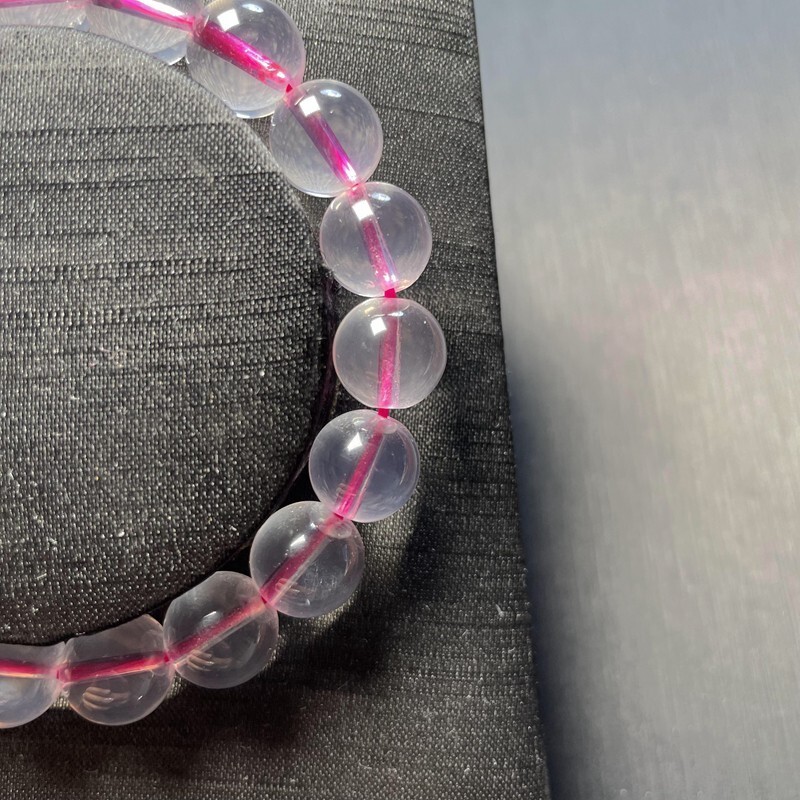 10mm  Natural Clear Starlight Pink Rose Quartz Crystal Gemstone Beads Bracelet