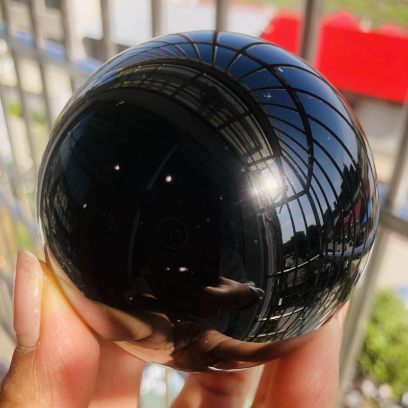 425G Natural obsidian crystal energy ball  D659