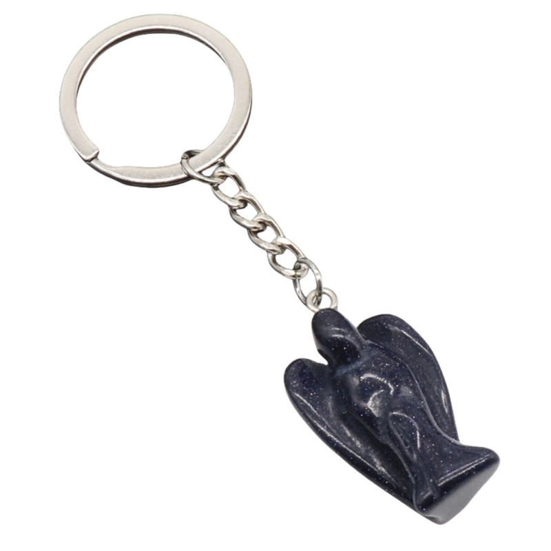 Natural Crystal Angel Keychain Healing Energy Pendant for Women Men