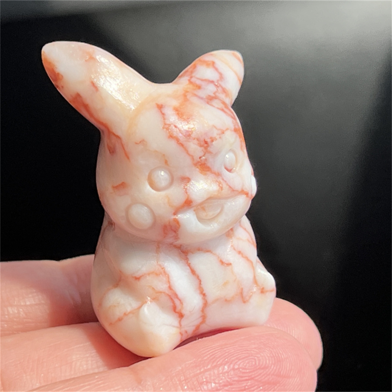 1.5" Natural quartz carved Pikachu skull Quartz crystal skull reiki healing