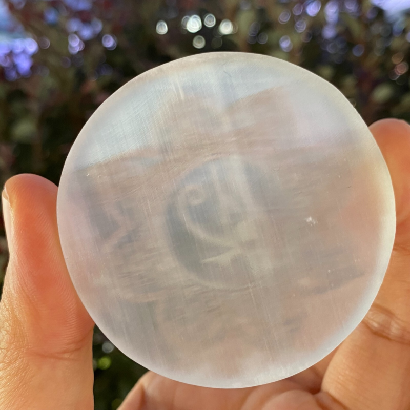 TOP 2”+ Natural Gypsum Selenite quartz pattern hand carved crystal healing 1PC