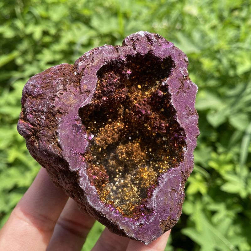 160g Electroplating color Natural Crystal Agate cave ornaments crystal cluster