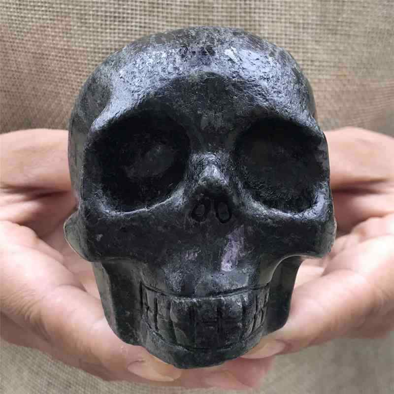 0.56kg Natural black jade quartz skull carved Quartz Crystal skull Healing