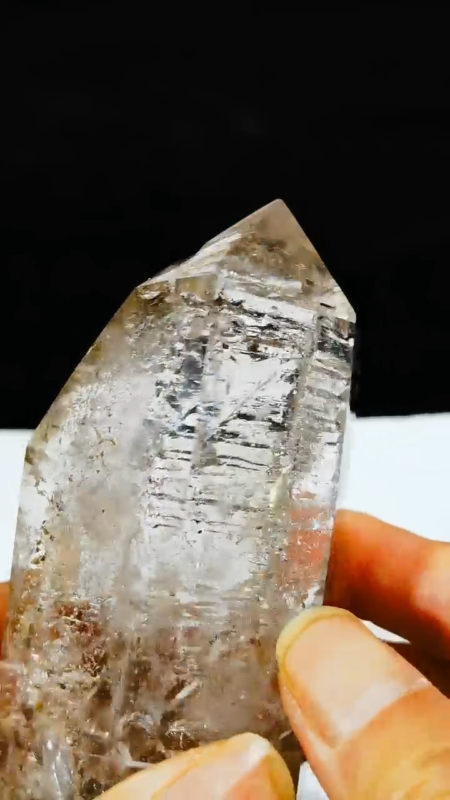 Tibetan Clear Crystal Quartz Point w 3 Visible Moving Bubbles Enhydro  4.64 in