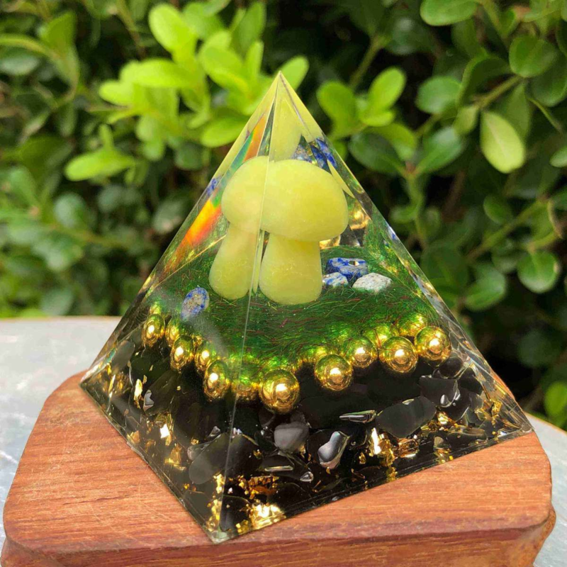 5cmAogen Energy Natural Obsidian Gravel Mushroom Pyramid Healing Meditation