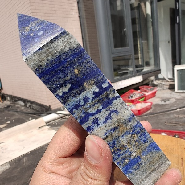 340g Natural Rock Lapis Lazuli Quartz Crystal Stone Point Healing Wand Obelisk
