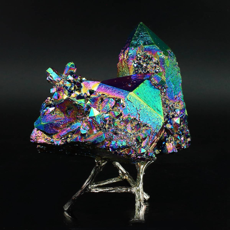 610g Colourful Crystal Cluster Quartz Mineral Specimen Decoration Electroplate