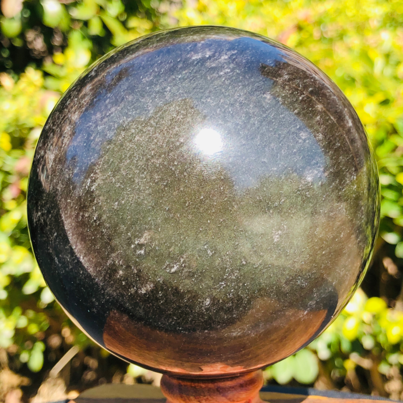 2.26LB TOP Natural Silver Obsidian Sphere Crystal quartz Ball Healing 796