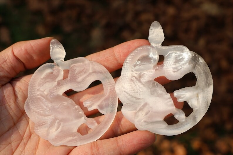 Natural Gypsum Carved Medusa 3.1" Reiki Crystal Skull Quartz Crystal Gift 1pc