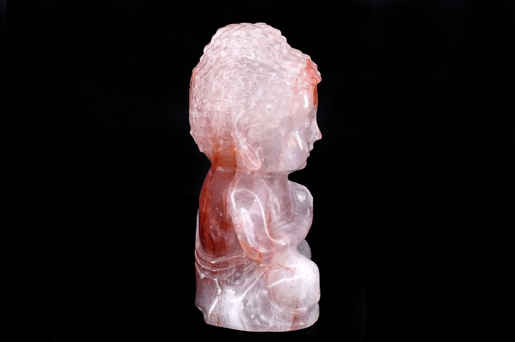 Wonderful finely detailed Hematoid Quartz buddha - Height: 14.9 cm - Width: 8.3 cm- 1000 g