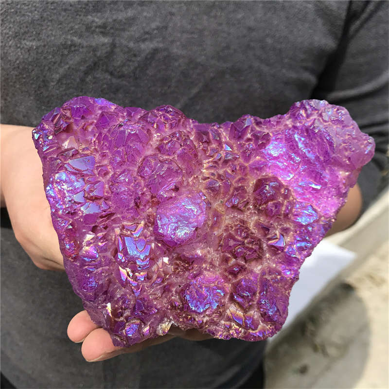 1.3kg Electroplate Rainbow cluster quartz crystal mineral specimen reiki healing