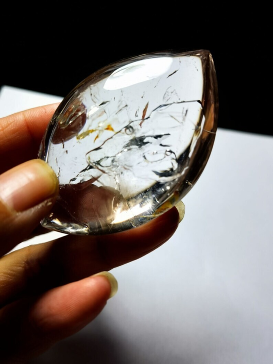 Collection Tibetan Crystal Oval 1 Visible Moving Bubble Enhydro &Sand 2.51 in