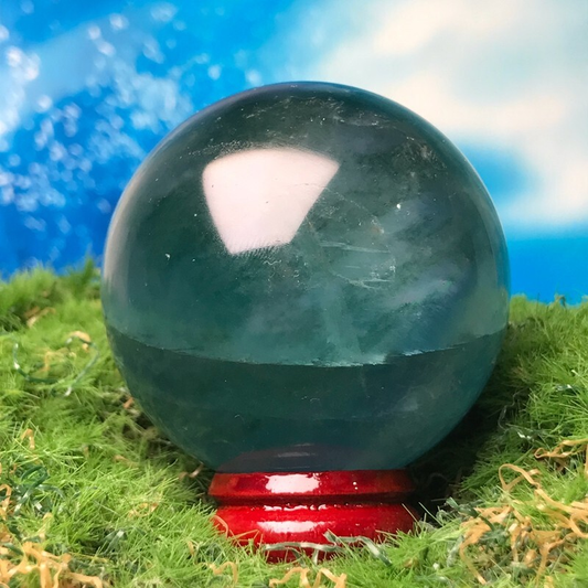 193G Natural Blue Fluorite Quartz Crystal Ball Sphere Polished Mineral Healing