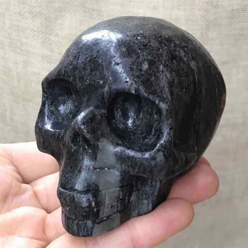 0.57kg Natural black jade quartz skull carved Quartz Crystal skull Healing