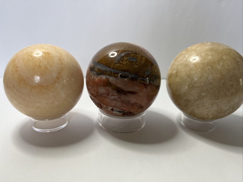 Crystal Sphere Lot With Stands Different Materials