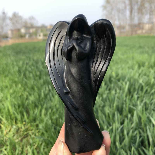 0.16kg Natural obsidian quartz angel carved Quartz Crystal skull Healing