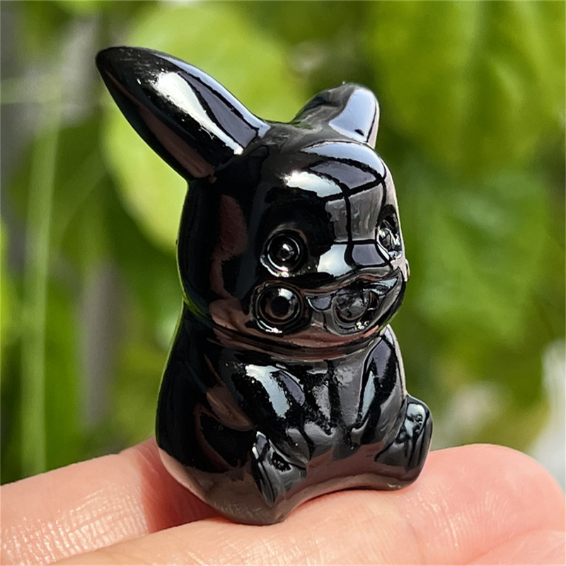 1.5" Natural quartz carved Pikachu skull Quartz crystal skull reiki healing