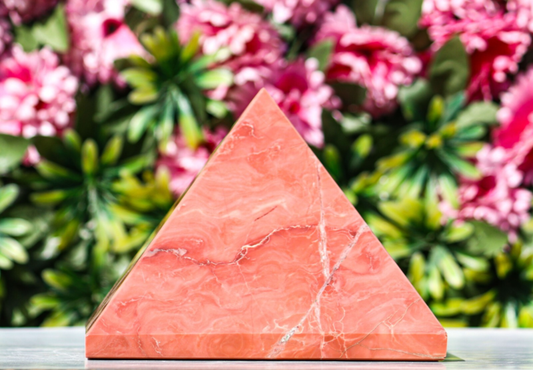 190MM Pink Bustamite Crystal Healing Chakra Energy Power Reiki Stone Pyramid