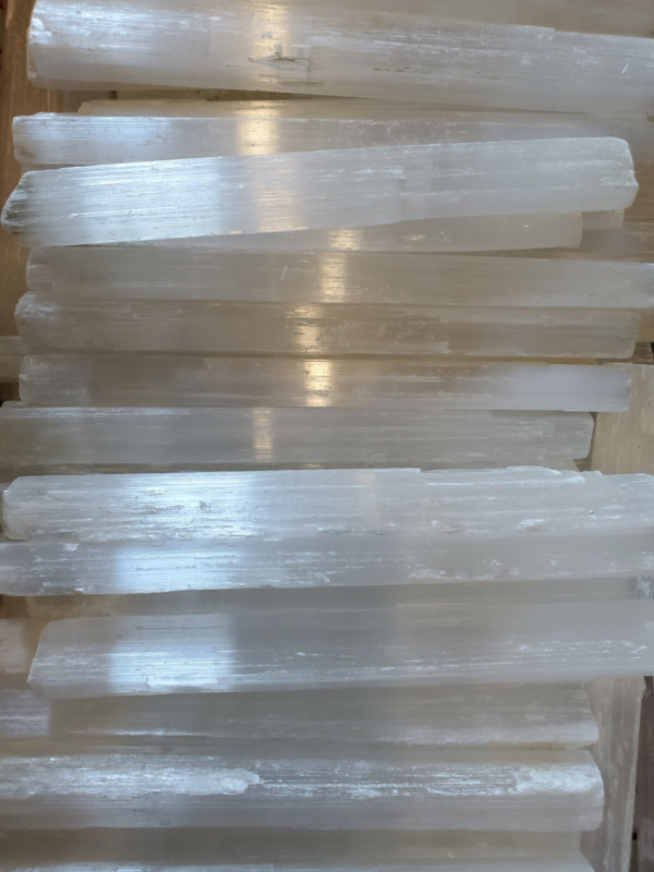 Selenite Sticks Collection 1 Lb Natural White Gypsum Crystal Blades Wands 5.5"