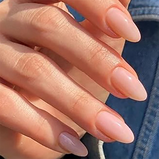 Glossy Nude Color False Nail Short Almond Press on Nails for Nail Art 24pcs