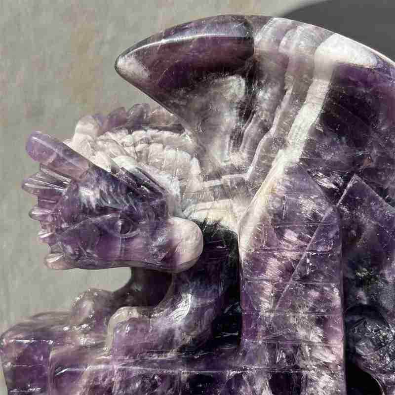 1.74kg Natural dreamy amethyst Dragon Castle carved Quartz Crystal skull Healing