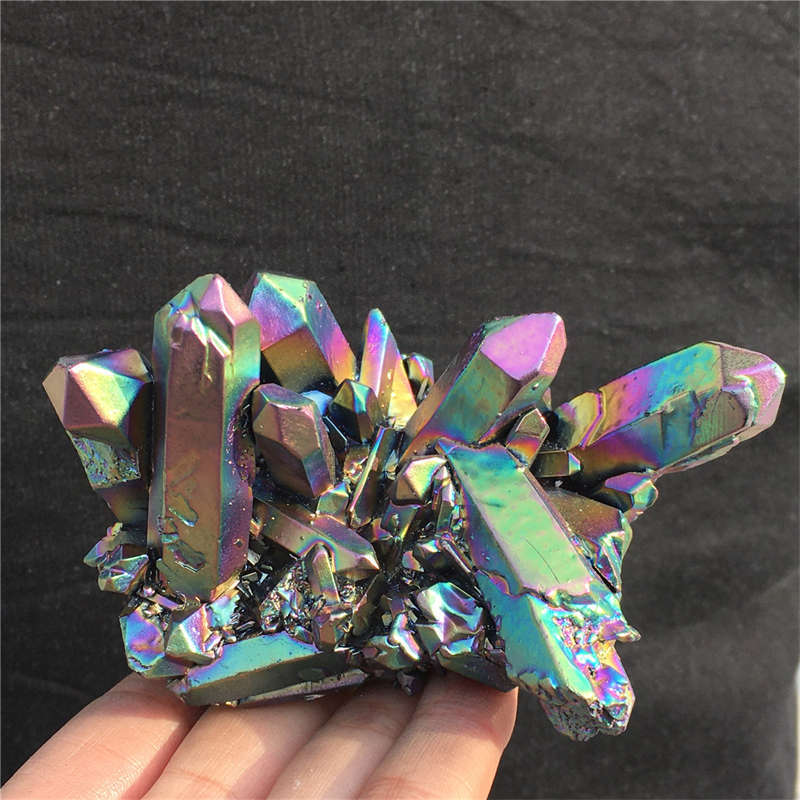 300g Electroplate Rainbow cluster quartz crystal mineral specimen reiki healing