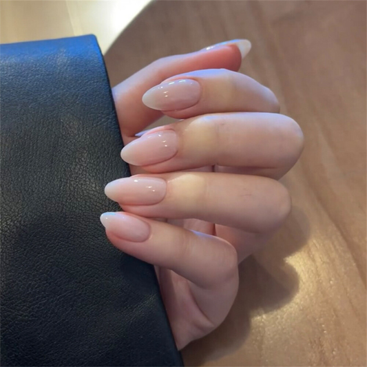 Almond Short False Nail Nude Color Fashionable Press on Nails for Nail Art 24pcs
