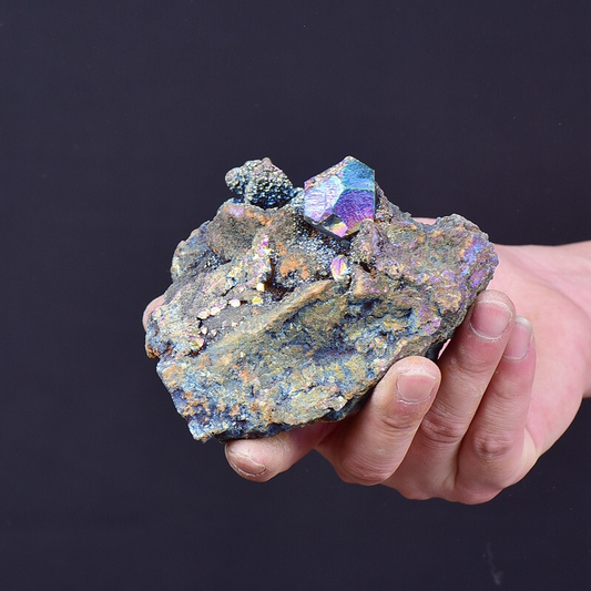 1.43LB Electroplated quartz Calcite mineral specimen for spiritual healing