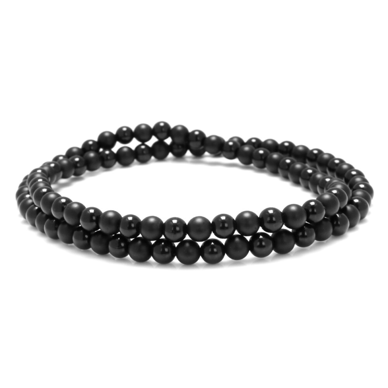 Mens Beads Necklace Black Onyx/Matte Gemstone Healing Stone Chakra Free Bracelet