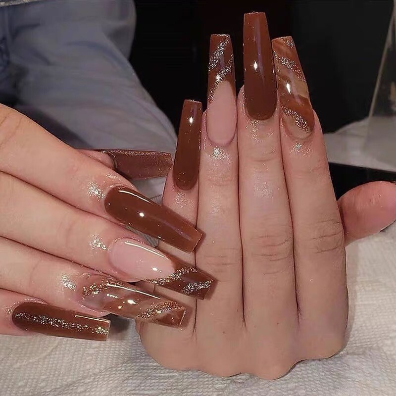 Handmade Press on nails coffin/square/almond long length summer theme