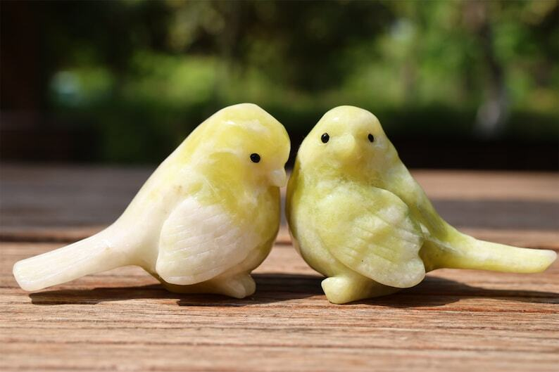 2.4" Natural Lantian jade Carved bird Reiki Creative Crystal Skull decor gift 1x