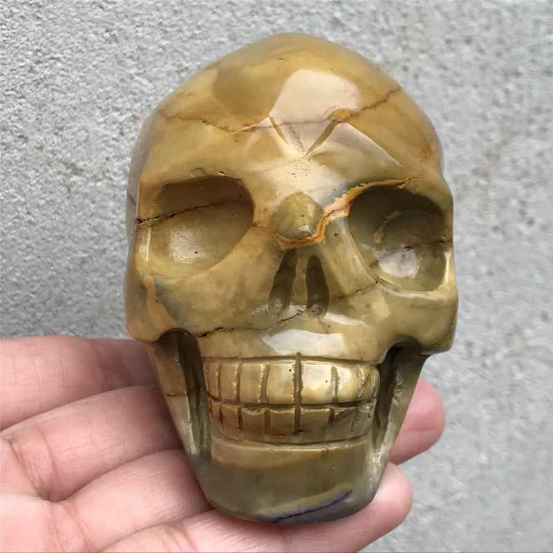 0.41kg Natural Mookite Jasper skull carved Quartz Crystal skull Healing
