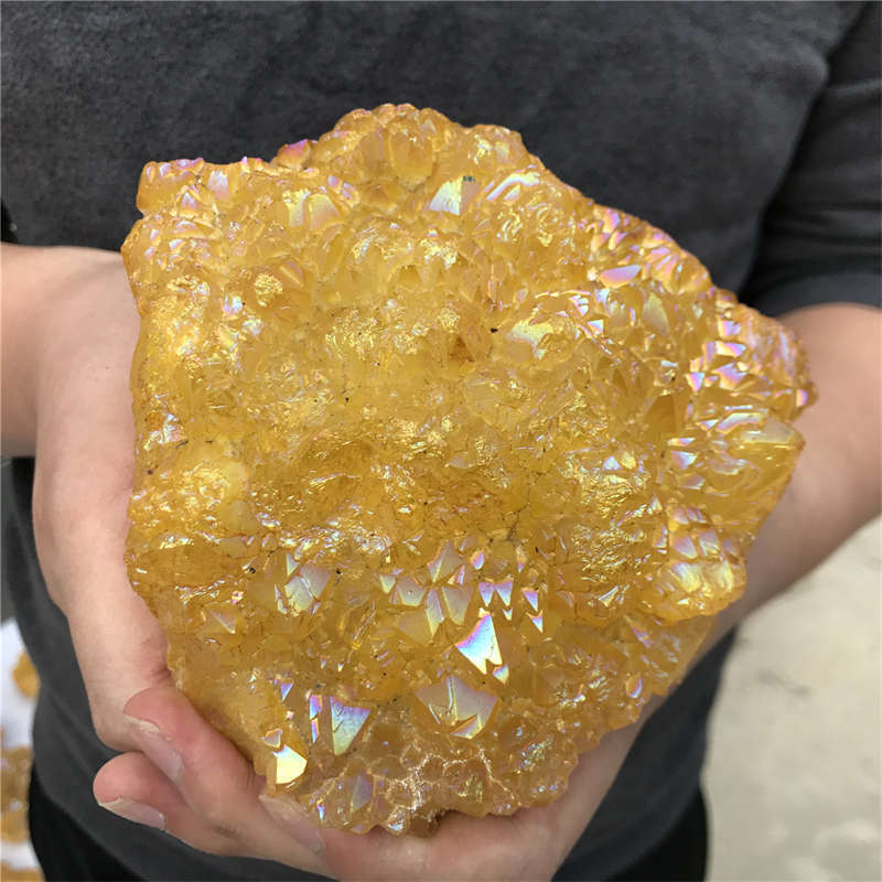 1.16kg Electroplate Rainbow cluster quartz crystal mineral specimen reiki healin