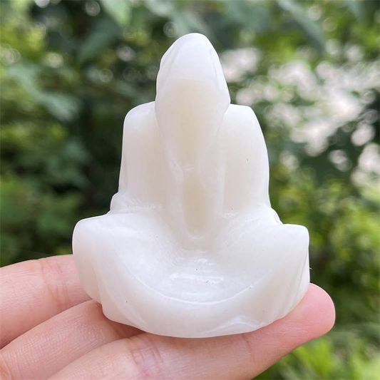 1pc Natural  white jade skull hand carved Quartz Crystal skull Healing 2"