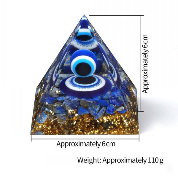 Evil Eye Blue Pyramid Energy Generator Meditation Orgonite Crystal Chakra Resin