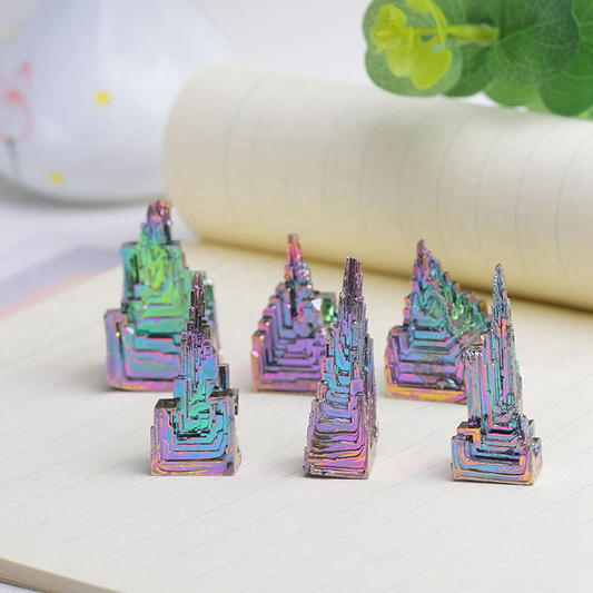 Natural Rainbow Aura Titanium Bismuth Healing Crystal Gemstone Specimens Reiki